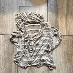 Popular Basics Gray and White Striped Hoodie